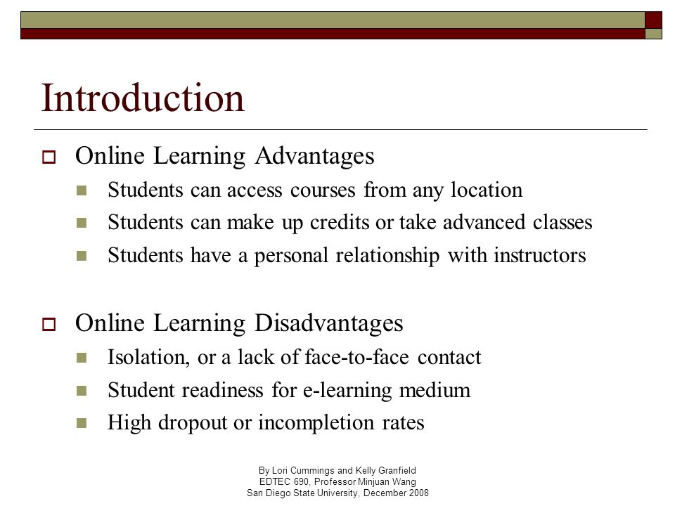 Case Study A Comparison Of Online And Face To Face Learning In High Schools In The United States By Lori Cummings And Kelly Granfield Edtec 690 Professor Ppt Download