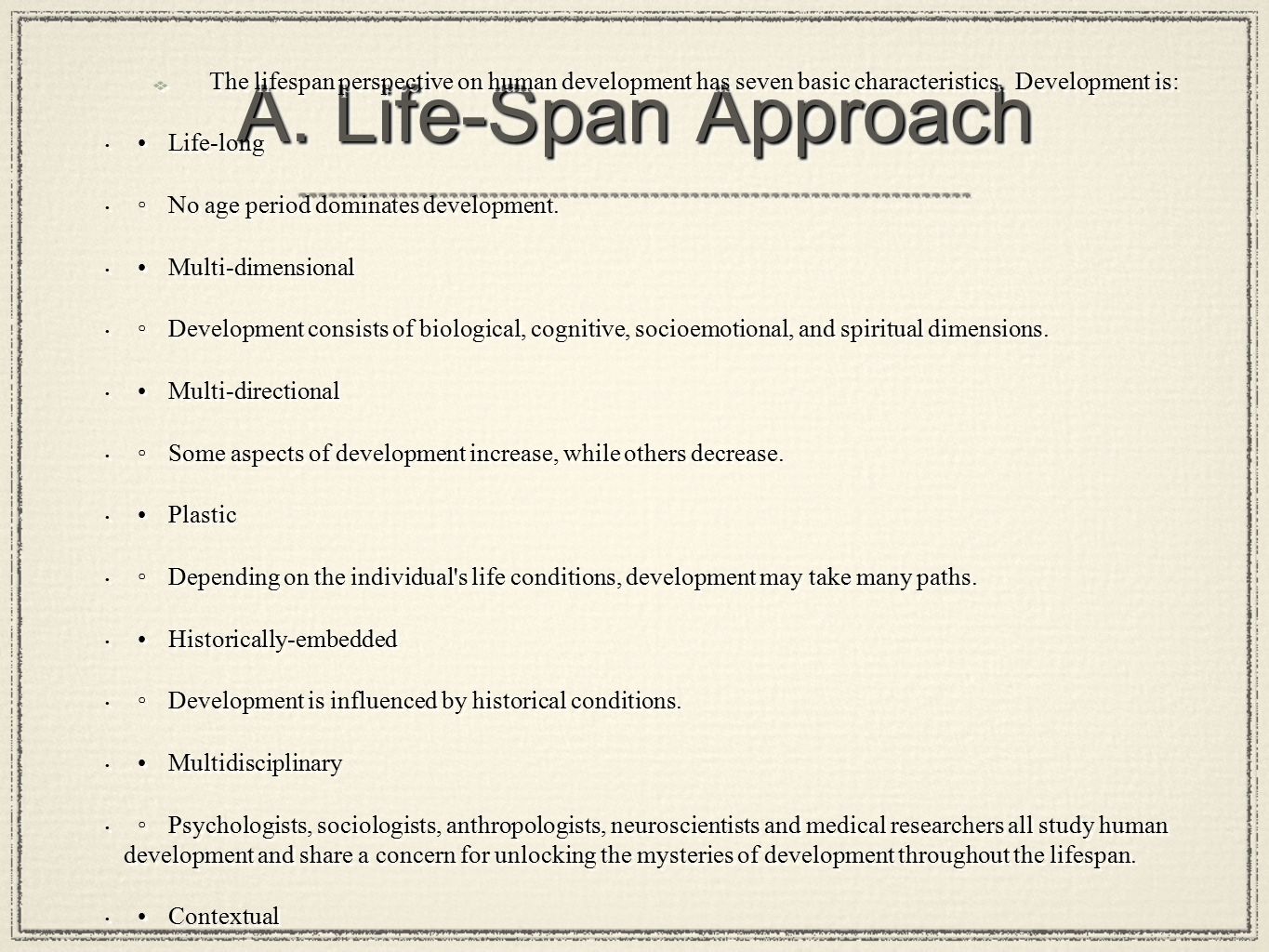 developmental periods of the life span