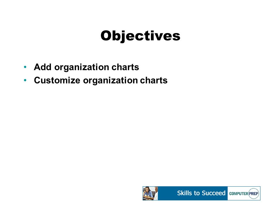 Objectives Add organization charts Customize organization charts