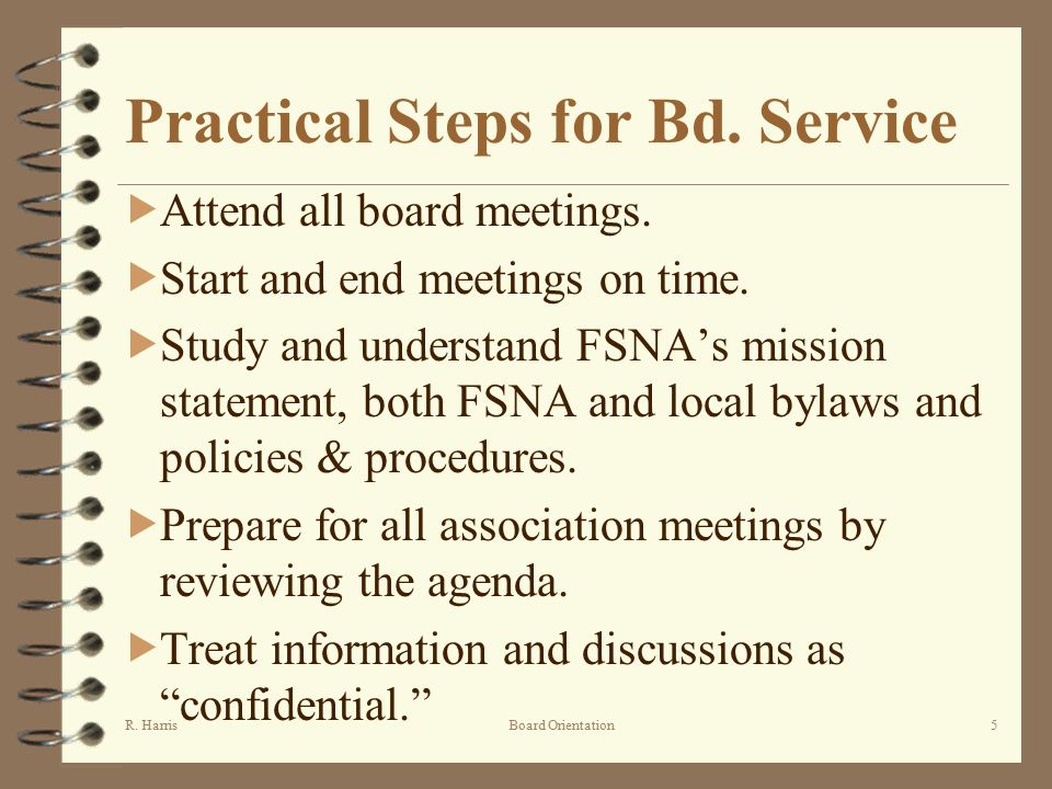 R. HarrisBoard Orientation5 Practical Steps for Bd.