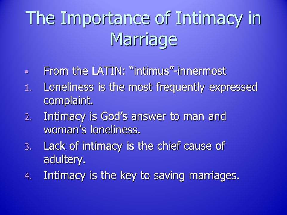 Marriage and lack of intimacy