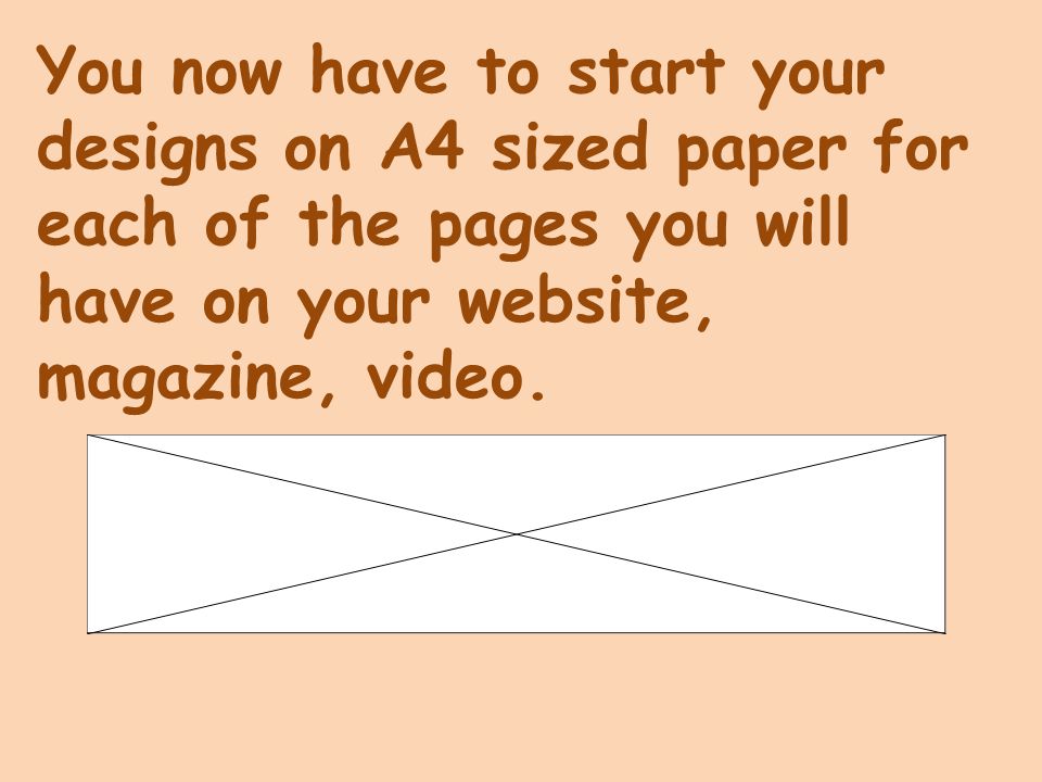 You now have to start your designs on A4 sized paper for each of the pages you will have on your website, magazine, video.