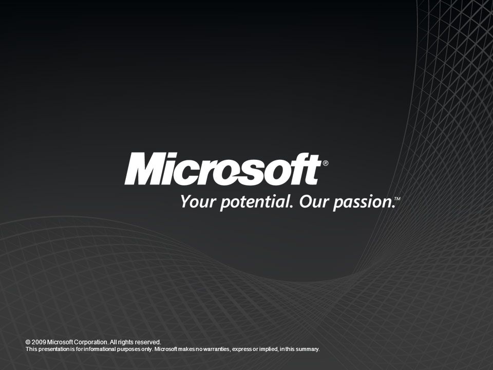 © 2009 Microsoft Corporation. All rights reserved.