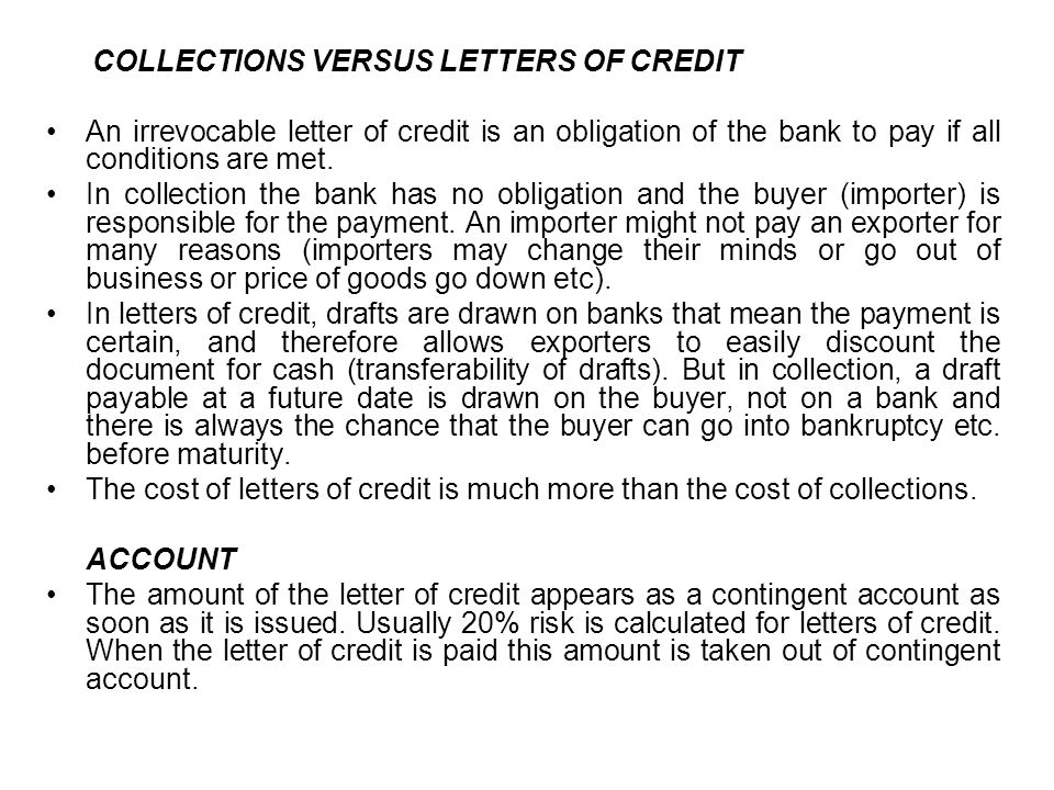 CHAPTER EIGHT THE BASIC LETTER OF CREDIT With a letter of credit CHAPTER EIGHT THE BASIC LETTER OF CREDIT With a letter of credit