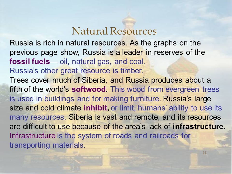Natural Resources 11 Russia is rich in natural resources.