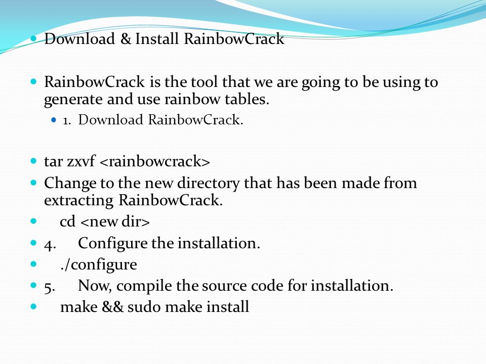 how to use rainbowcrack md5 suceessfully