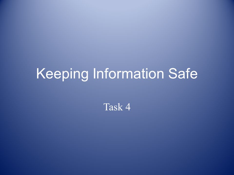 Keeping Information Safe Task 4