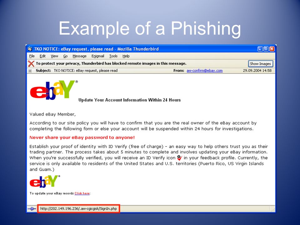 Example of a Phishing