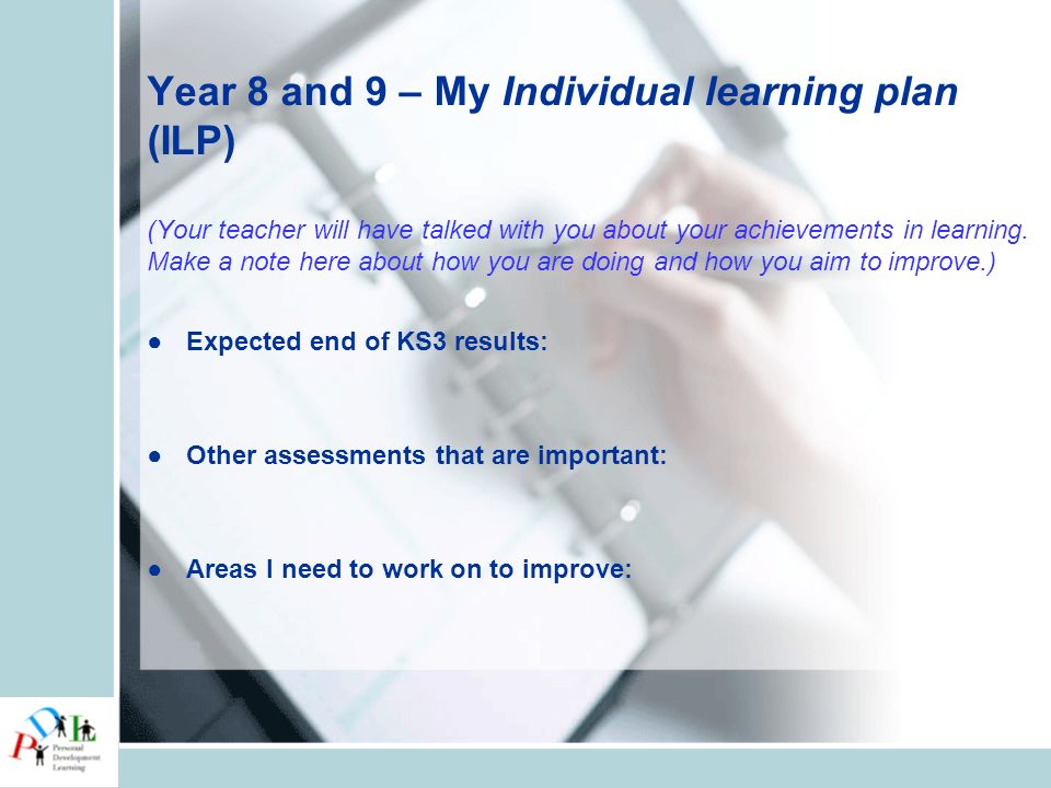 Year 8 and 9 – My Individual learning plan (ILP) (Your teacher will have talked with you about your achievements in learning.