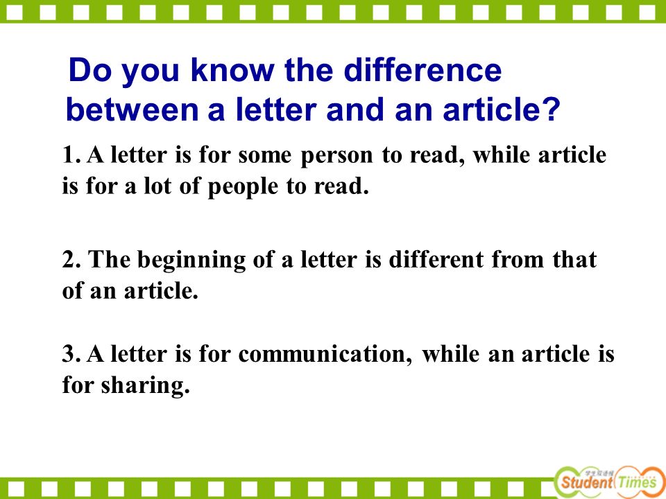 Do you know the difference between a letter and an article.