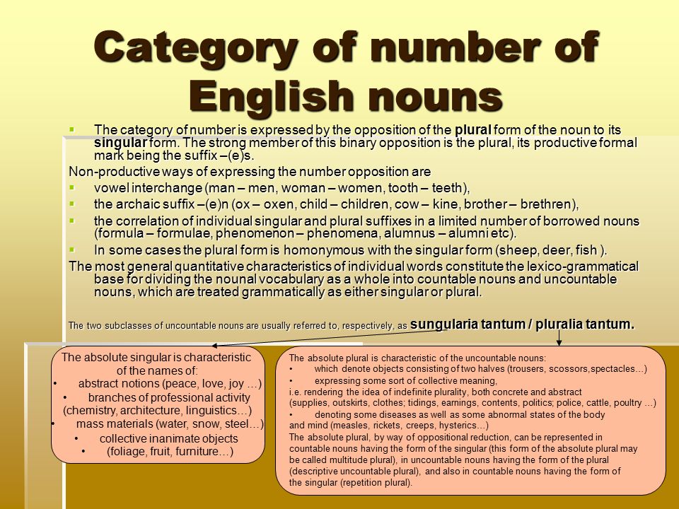 Number forms. The category of number of the Noun. Grammatical categories of Nouns. Grammatical category of number. Grammatical categories of number of Nouns.