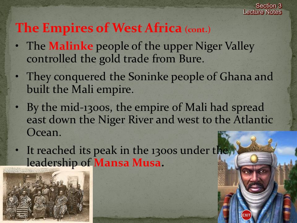 After the Muslim’s conquered North Africa and the Sahara in the 600s and 700s, Ghana merchants grew wealthy from the gold and salt trade.