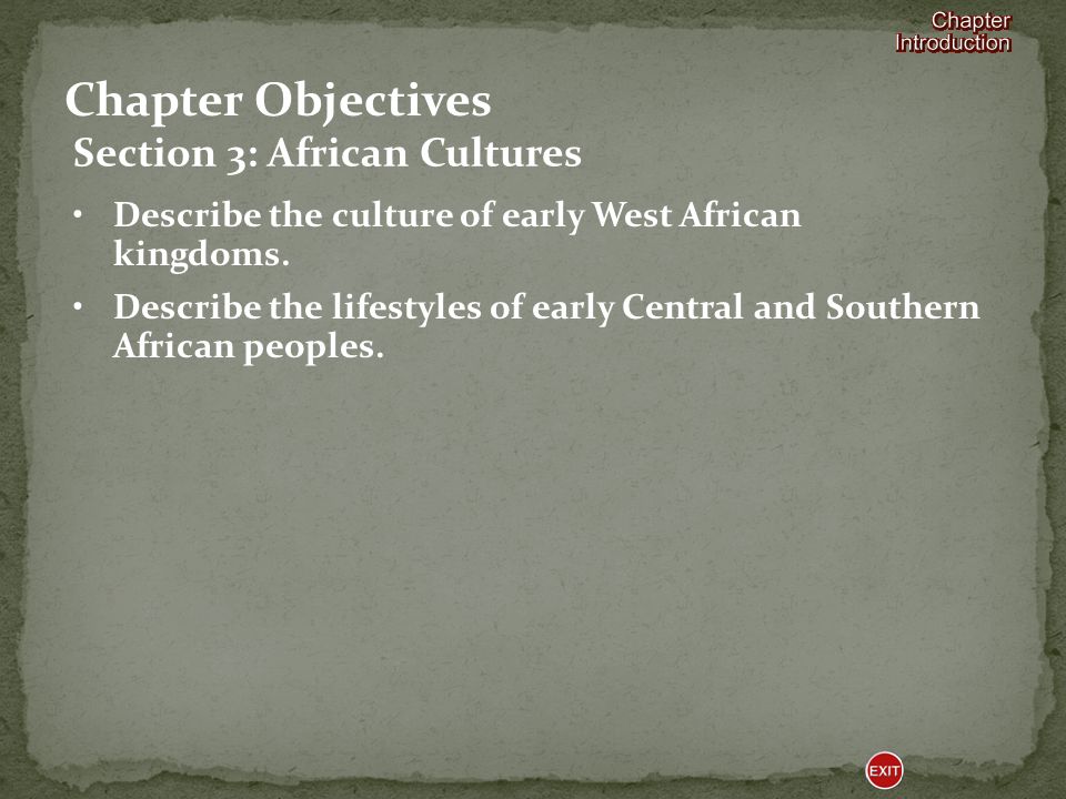 Section 3-African Cultures