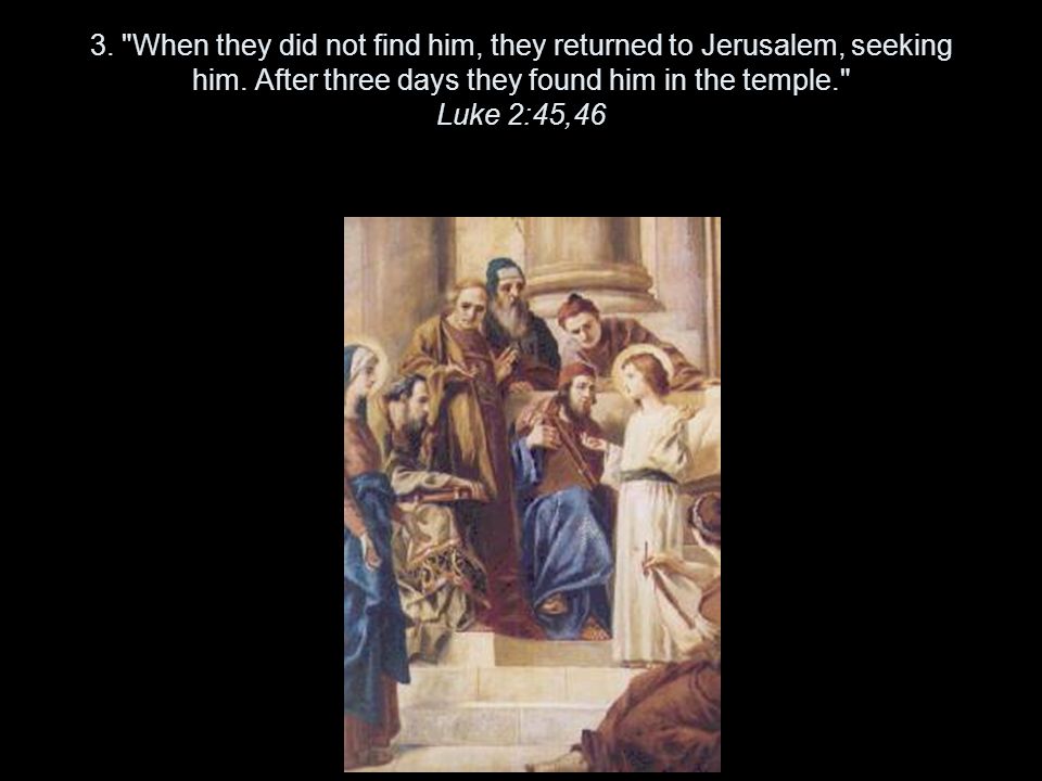 3. When they did not find him, they returned to Jerusalem, seeking him.
