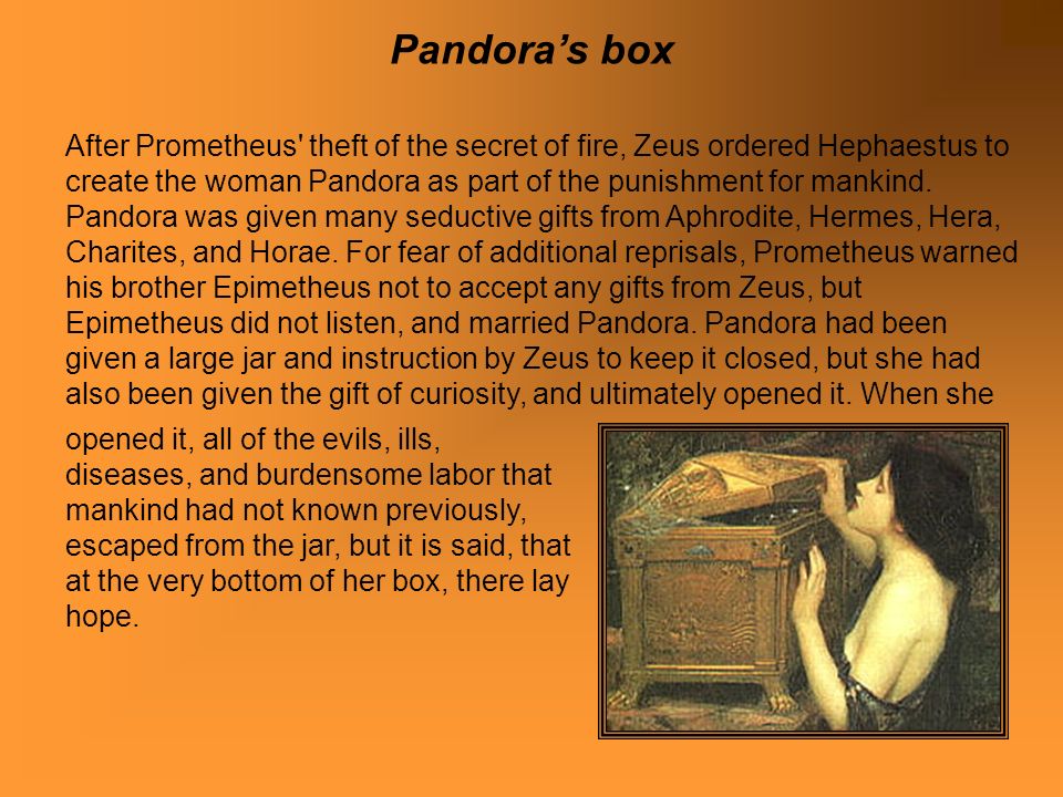 the story of prometheus and pandoras box theme
