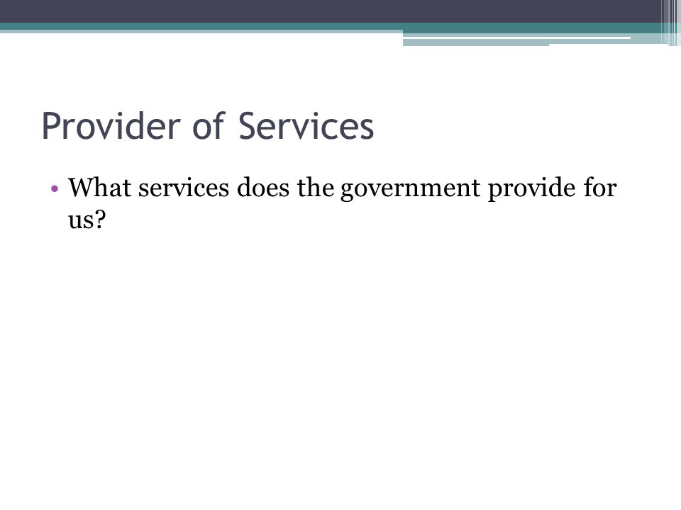 Provider of Services What services does the government provide for us