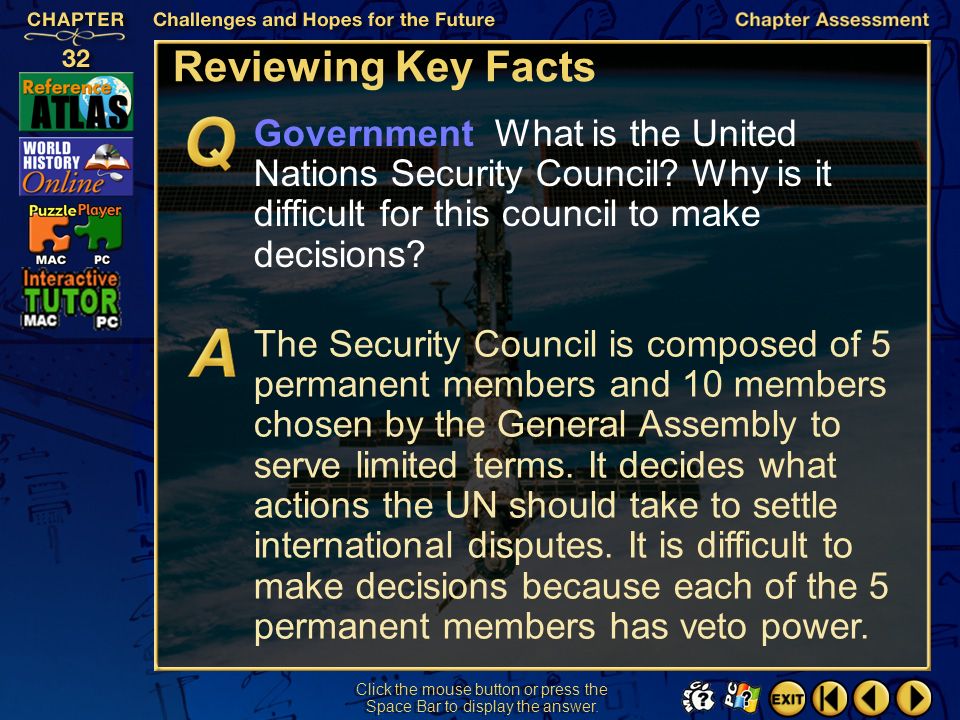 Chapter Assessment 4 Reviewing Key Facts Click the mouse button or press the Space Bar to display the answer.