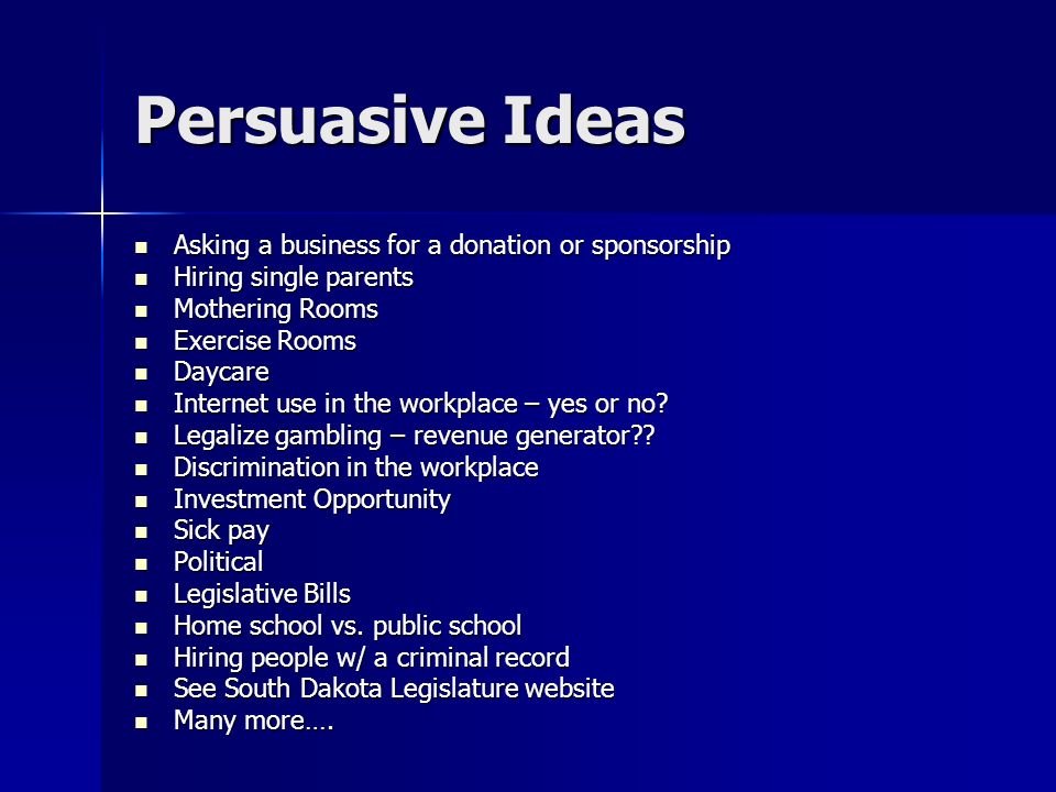 persuasive speech ideas