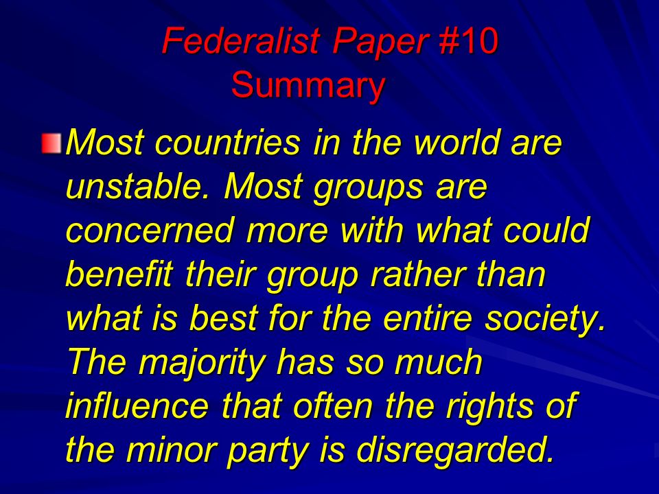 The Federalist Papers Most Countries In The World Are
