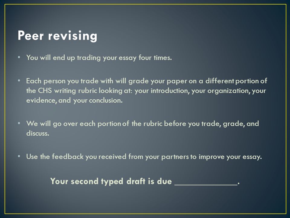 You will end up trading your essay four times.