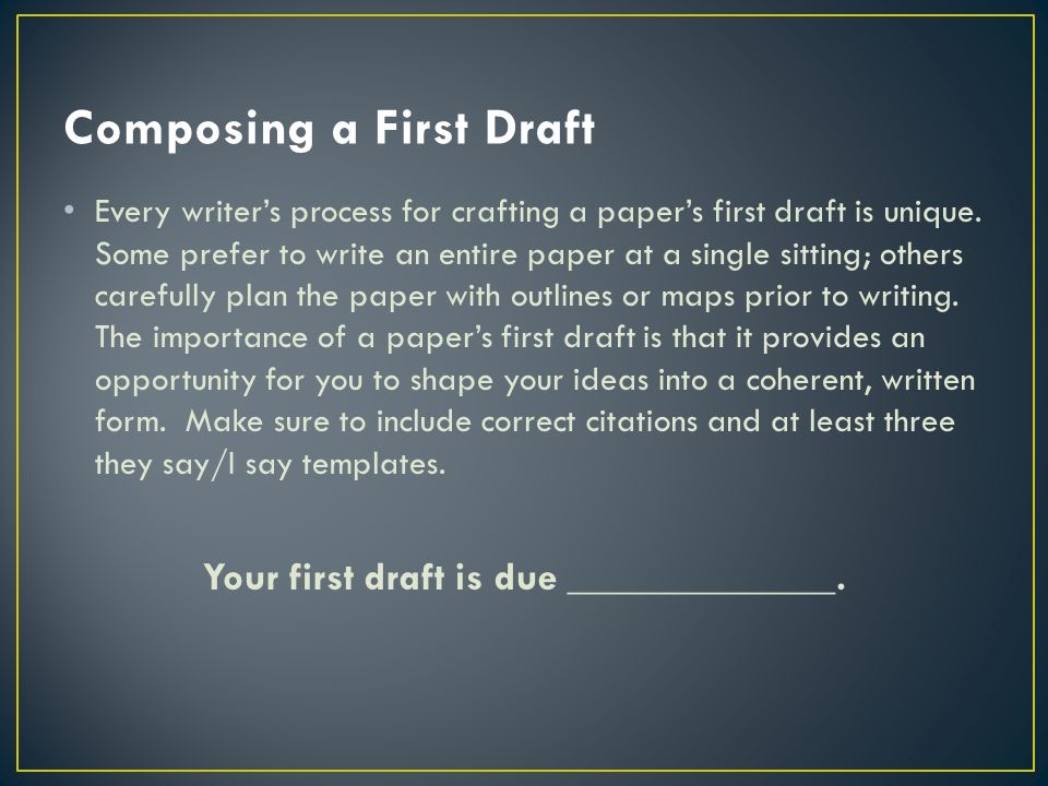 Every writer’s process for crafting a paper’s first draft is unique.