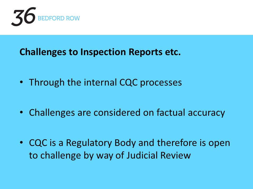 Challenges to Inspection Reports etc.