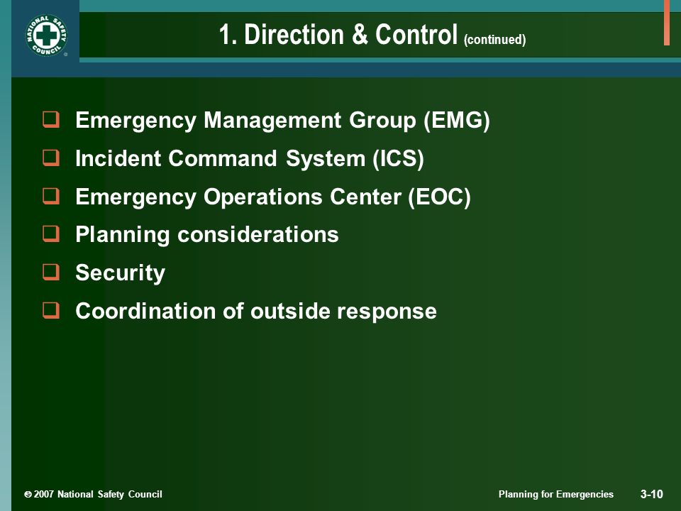  2007 National Safety Council Planning for Emergencies