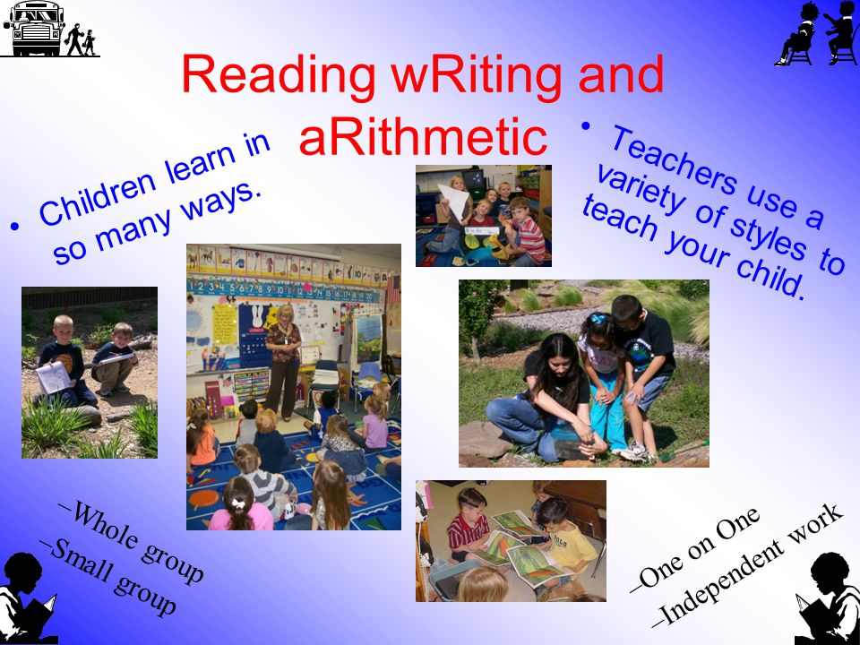 Reading wRiting and aRithmetic Children learn in so many ways.