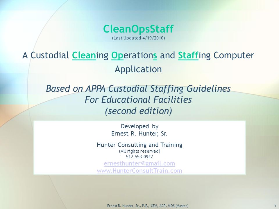 appa custodial staffing guidelines