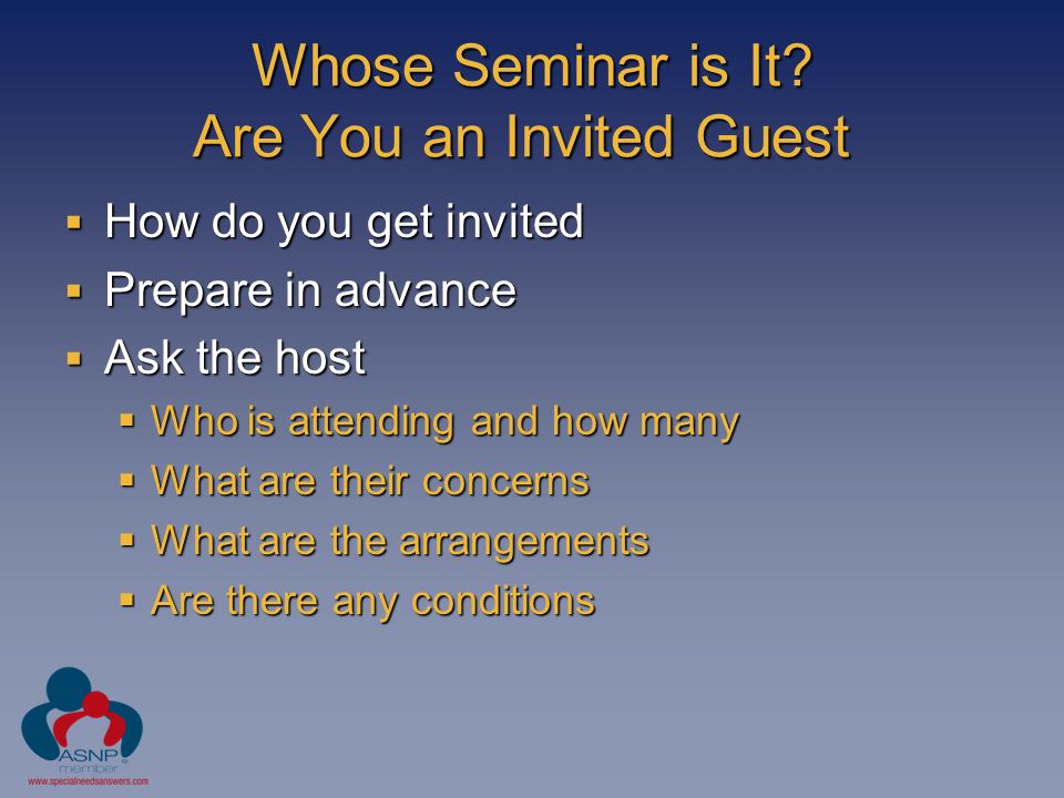 Whose Seminar is It.