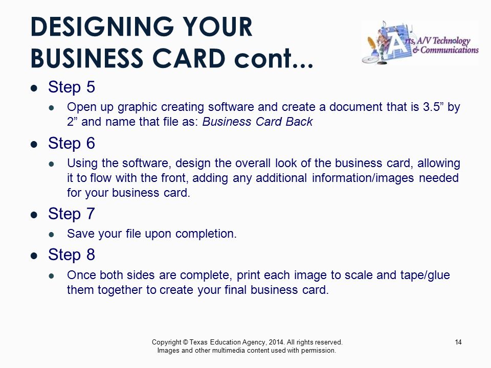 DESIGNING YOUR BUSINESS CARD cont...