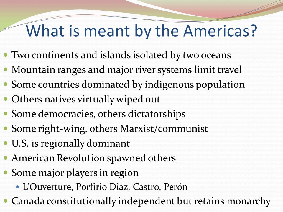 What is meant by the Americas.