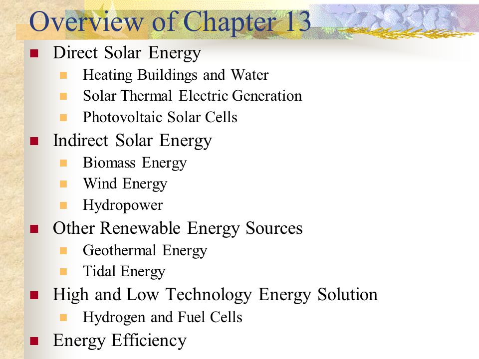 Overview Of Chapter 13 Direct Solar Energy Heating Buildings - 