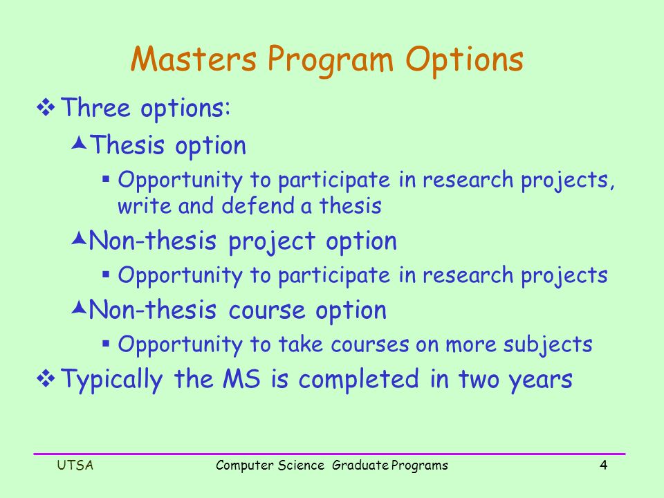 non-thesis masters degree programs