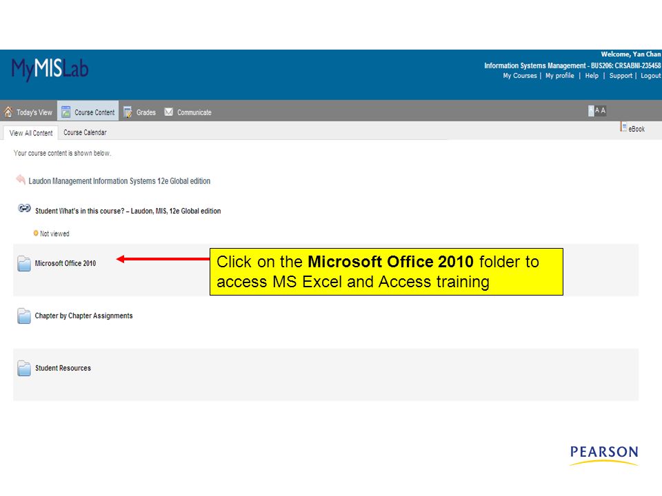 Click on the Microsoft Office 2010 folder to access MS Excel and Access training