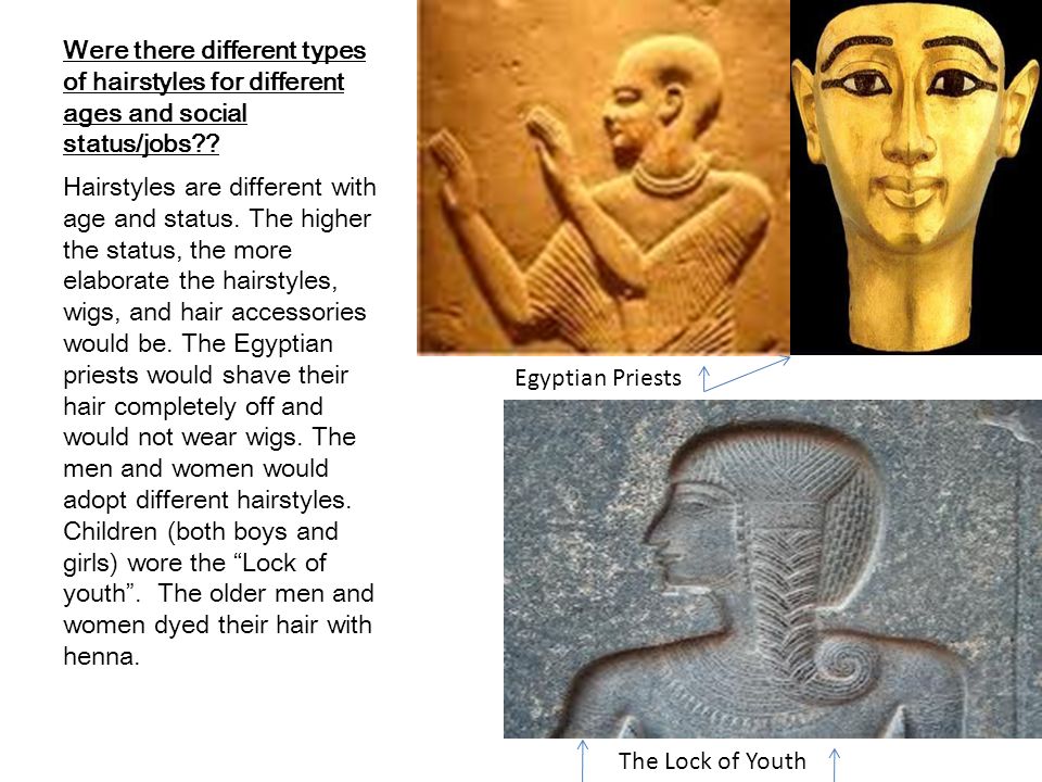 Ancient Egyptian Hairstyles!. Were there different types of hairstyles for  different ages and social status/jobs?? Hairstyles are different with age  and. - ppt download