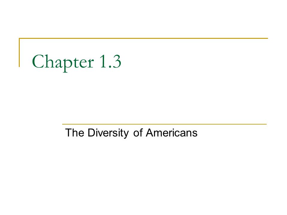 Chapter 1.3 The Diversity of Americans