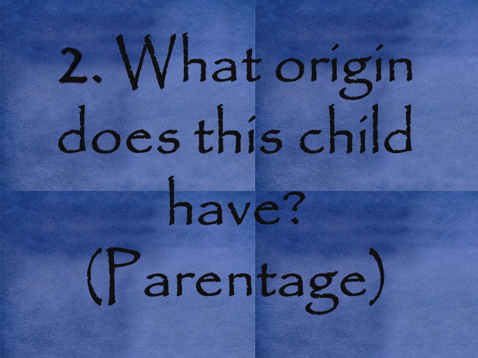 2. 2. What origin does this child have (Parentage)