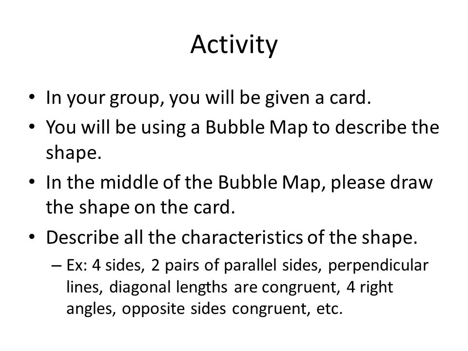Activity In your group, you will be given a card.