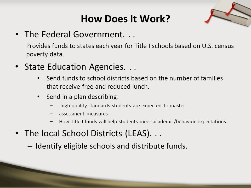 How Does It Work. The Federal Government...