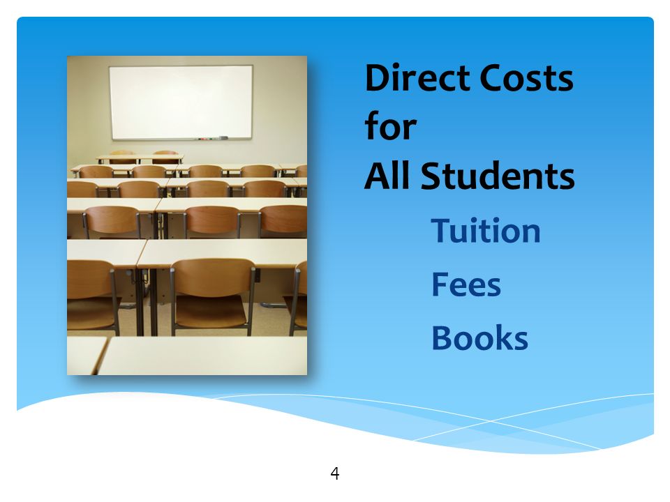 Direct Costs for All Students Tuition Fees Books 4