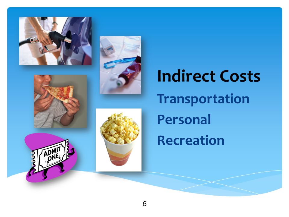 Indirect Costs Transportation Personal Recreation 6