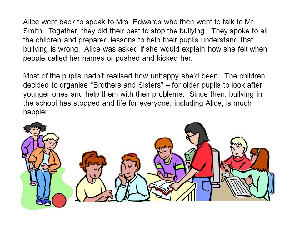 Alice went back to speak to Mrs. Edwards who then went to talk to Mr.