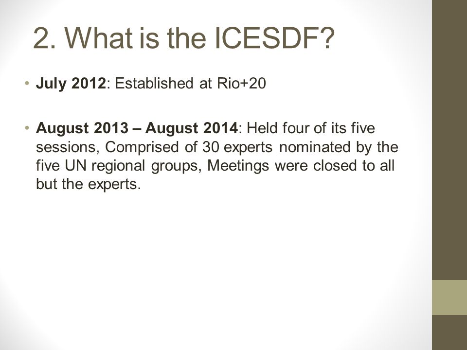 2. What is the ICESDF.