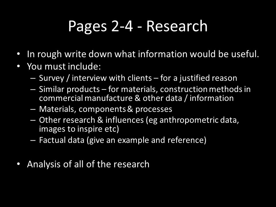 Pages Research In rough write down what information would be useful.