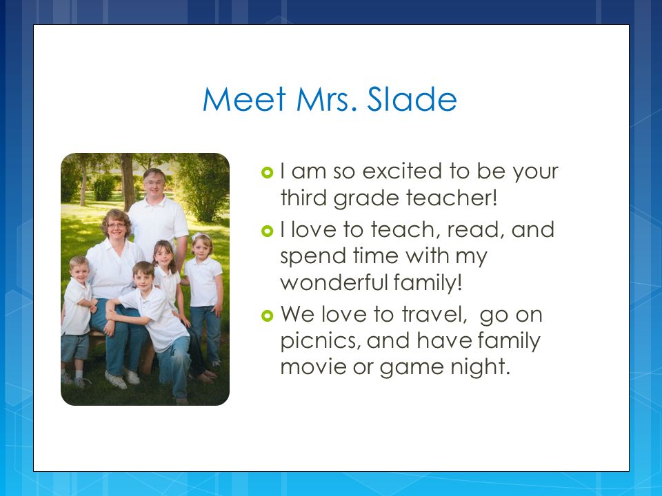 Mrs. Slade’s Third Grade Back To School