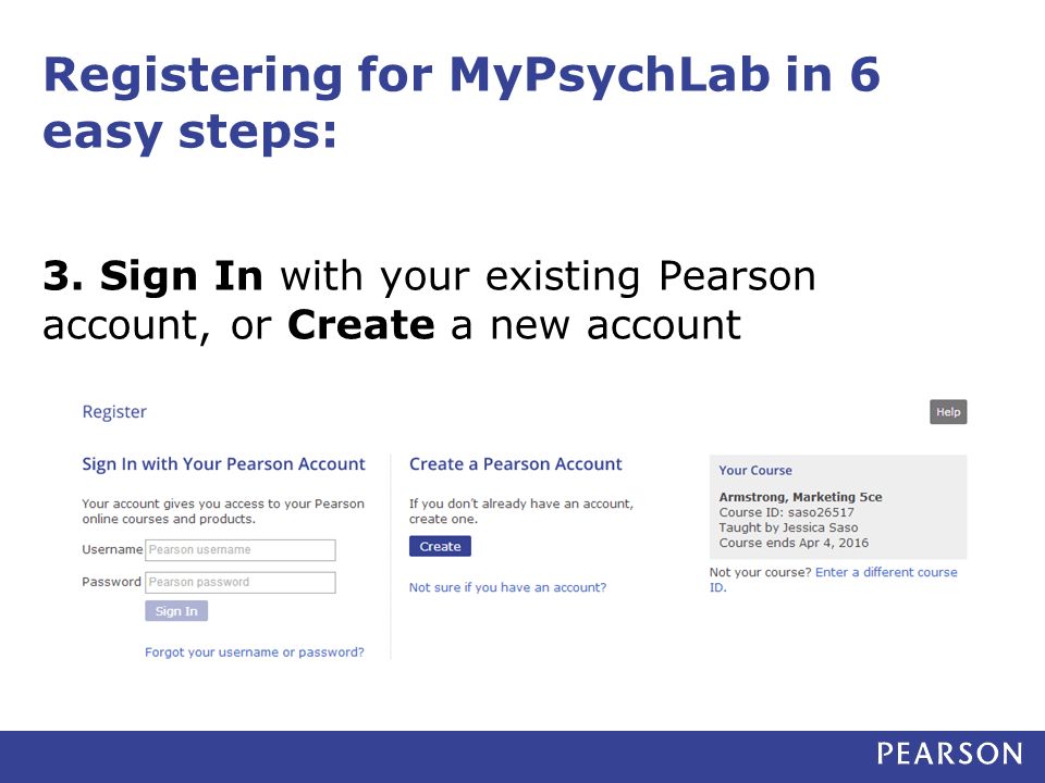 Registering for MyPsychLab in 6 easy steps: 3.
