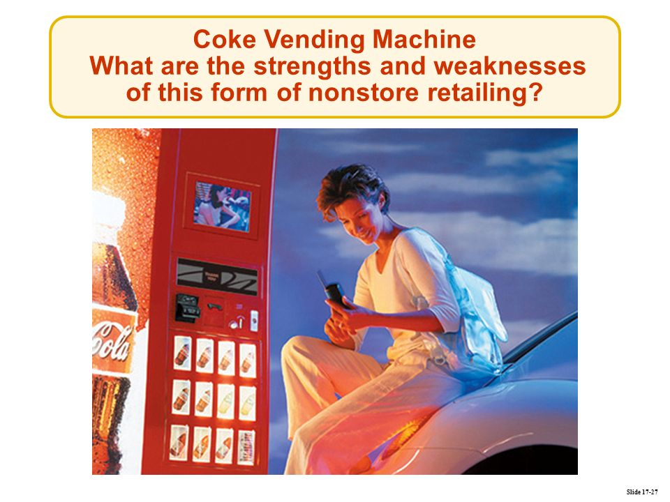 Slide Coke Vending Machine What are the strengths and weaknesses of this form of nonstore retailing