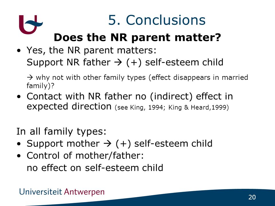20 5. Conclusions Does the NR parent matter.