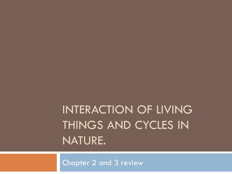 INTERACTION OF LIVING THINGS AND CYCLES IN NATURE. Chapter 2 and 3 review